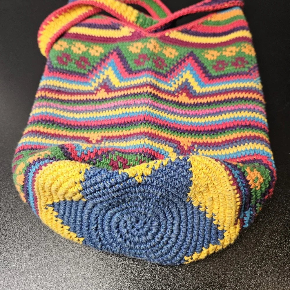 Crochet Hobo Bag‎ Wayuu Style Purse Boho Hippie Colorful